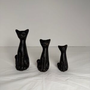 Vintage Family Black Cats Clay Mexican Folk Art Figurines 2.5” - 4” Cute